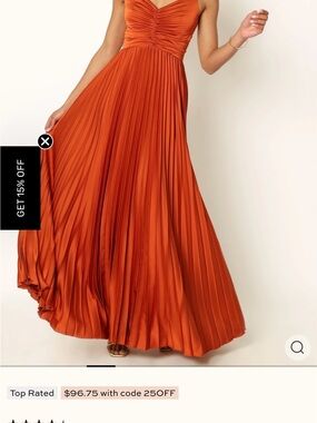 Petal & Pup Burnt Orange Pleated Spaghetti Strap Maxi Dress